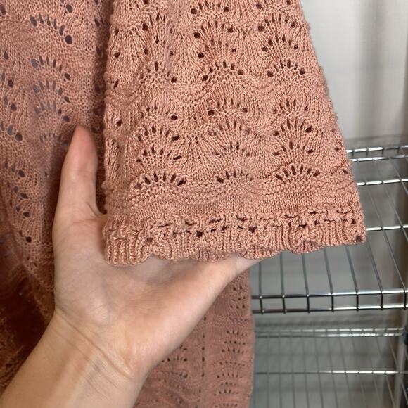 Fat Face Women's Peach Crochet 100% Cotton Tunic Sweater Top Size 14 Coastal - Picture 8 of 10